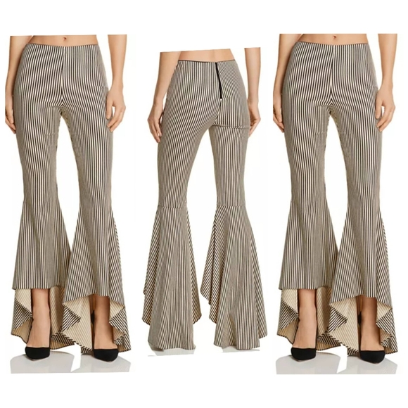 Alice + Olivia Pants - Alice and OliviaJinny Striped High/Low Flared Pants Size 4